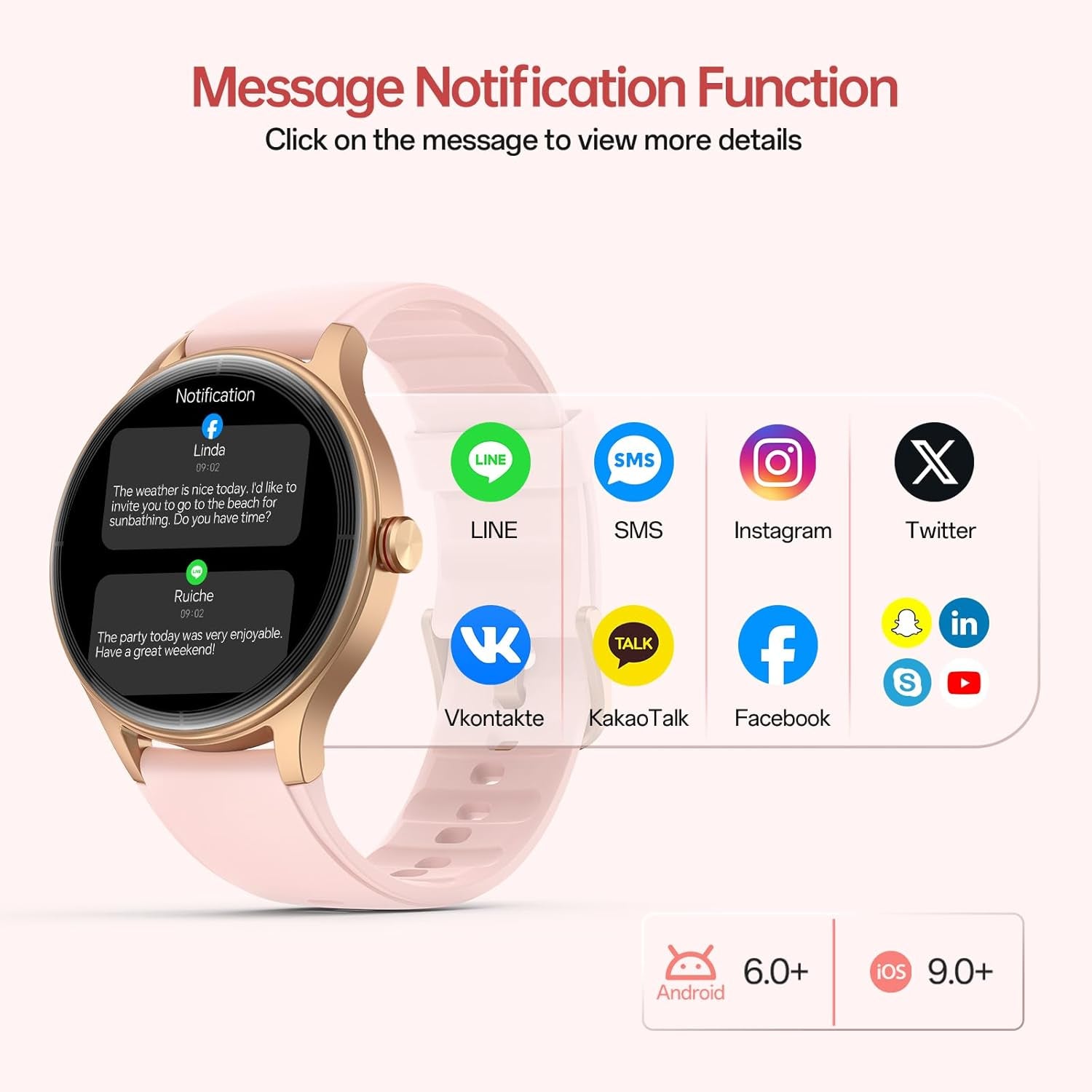 Smart Watches for Men Women, 1.27" HD 40Mm round Smartwatch(2 Bands) with Bluetooth Calls (Make/Answer),Fitness Tracker with Heart Rate/Sp02/Sleep Monitor,110+ Sport Modes IP68 Waterproof, Pink